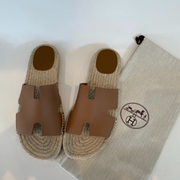 HERMES Calfskin Mens Antigua Espadrille Sandals 45 Bleu Indigo 774970 | FASHIONPHILE